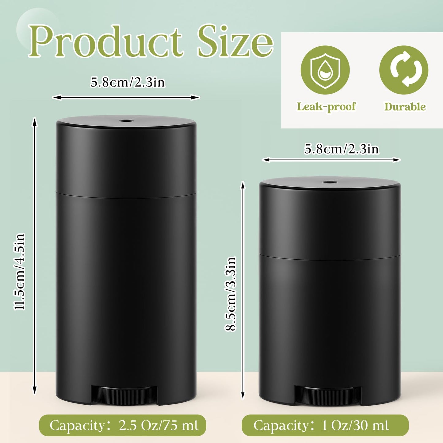 Teenyyou 30 Pack Empty Deodorant Containers, Bottom Filling, Plastic Oval Refillable Deodorant Containers Twist up Oval Lip Balm Tube for DIY Deodorants Lipstick Crayon Lotion(30ml/1oz,Black)