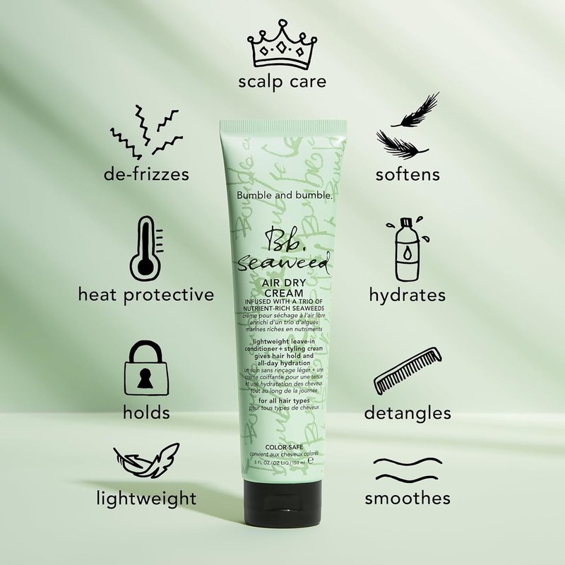 Bumble and Bumble Seaweed Nourishing Air Dry Hair Cream - Hydrating Leave-In Conditioner for All Hair Types | Anti-Frizz, Soft Hold