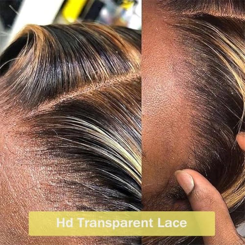 Highlight Wig Human Hair 4/27 Deep Wave Lace Front Wigs Human Hair Pre Plucked 13x6 HD Transparent Wigs Human Hair 200% Density Curly Wig Glueless Wigs Human Hair for Women 24 Inch