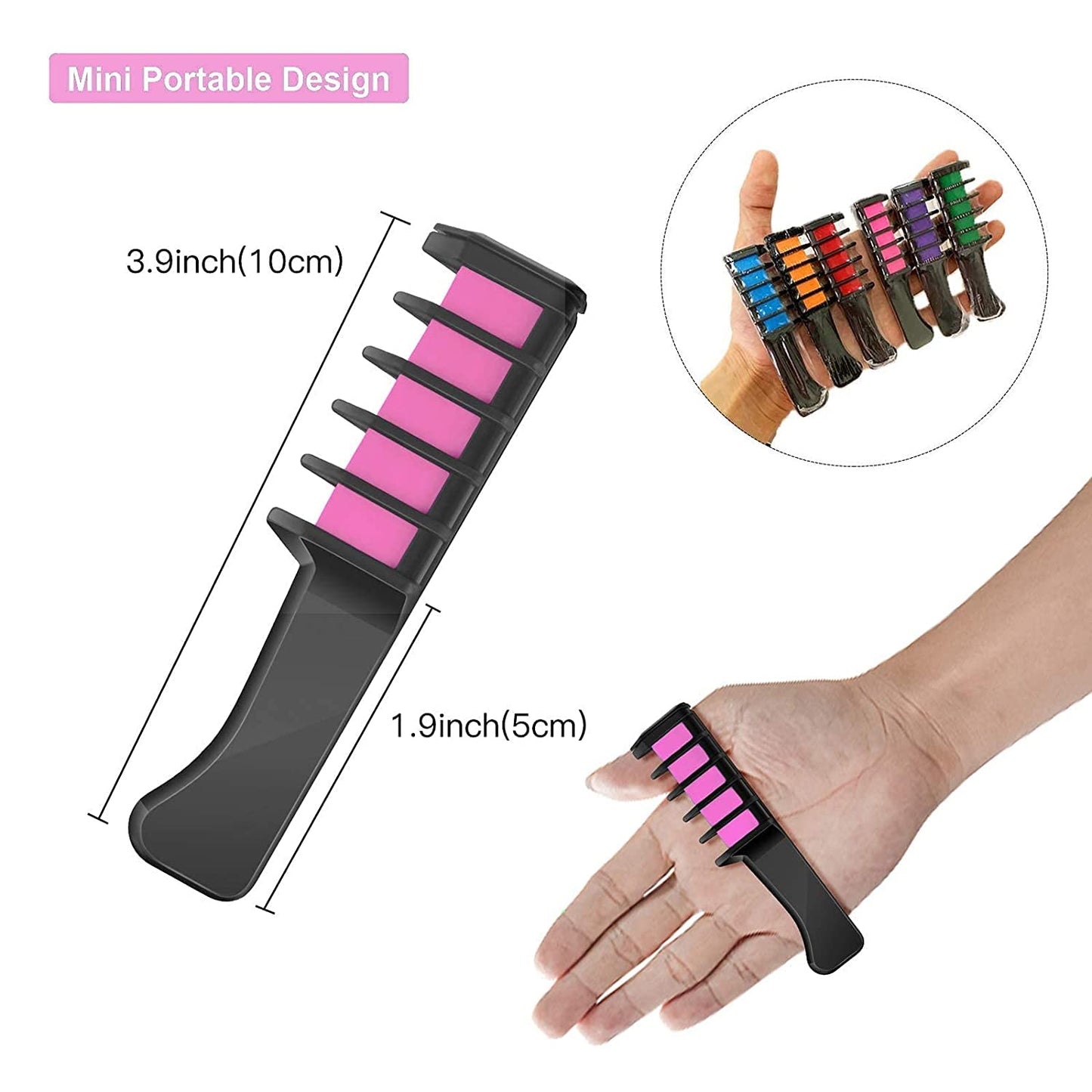 MSDADA Hair Chalk Comb for Girls 3 Pack - Temporary Washable Hair Color Dye Paint Teen Girl Gift Hair Stuff Accessories Kit