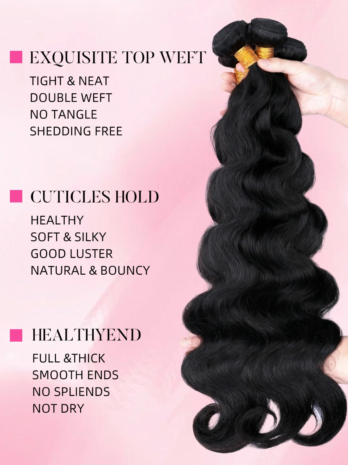 PerisModa Body Wave Bundles Human Hair 16 Inch 1PC 100% Human Hair Bundles Unprocessed Brazilian Virgin Hair Bundle 12A Body Wave Human Hair Extensions Natural Black