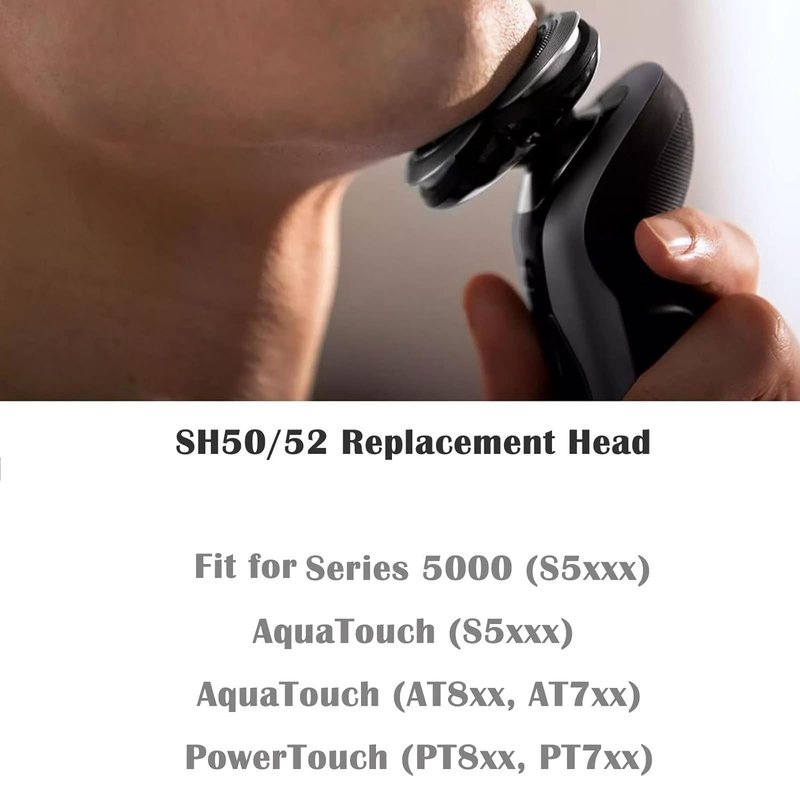 Suleto SH50/52 Replacement Heads Blades Compatible with Philips Series 5000 Electric Shavers, SH50 Razor Head Replacement for Series 5000 (S5xxx), ATXX (S5xxx), PTXX (PT8xx, PT7xx), 6 Pack W/Brush