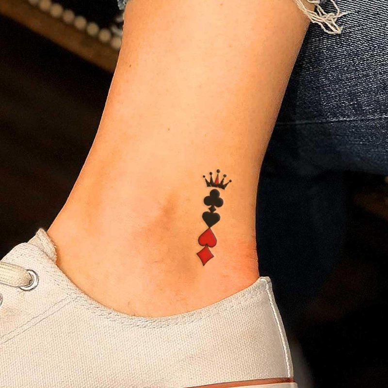 Poker Temporary Tattoos,60 Pcs Small Red heart Plum Blossom Spades Block Dice Playing Card Tattoo for Adult Women Men Decor,Casino Game Night day Gift,Bachelorette Girls Birthday Party Decorations 486