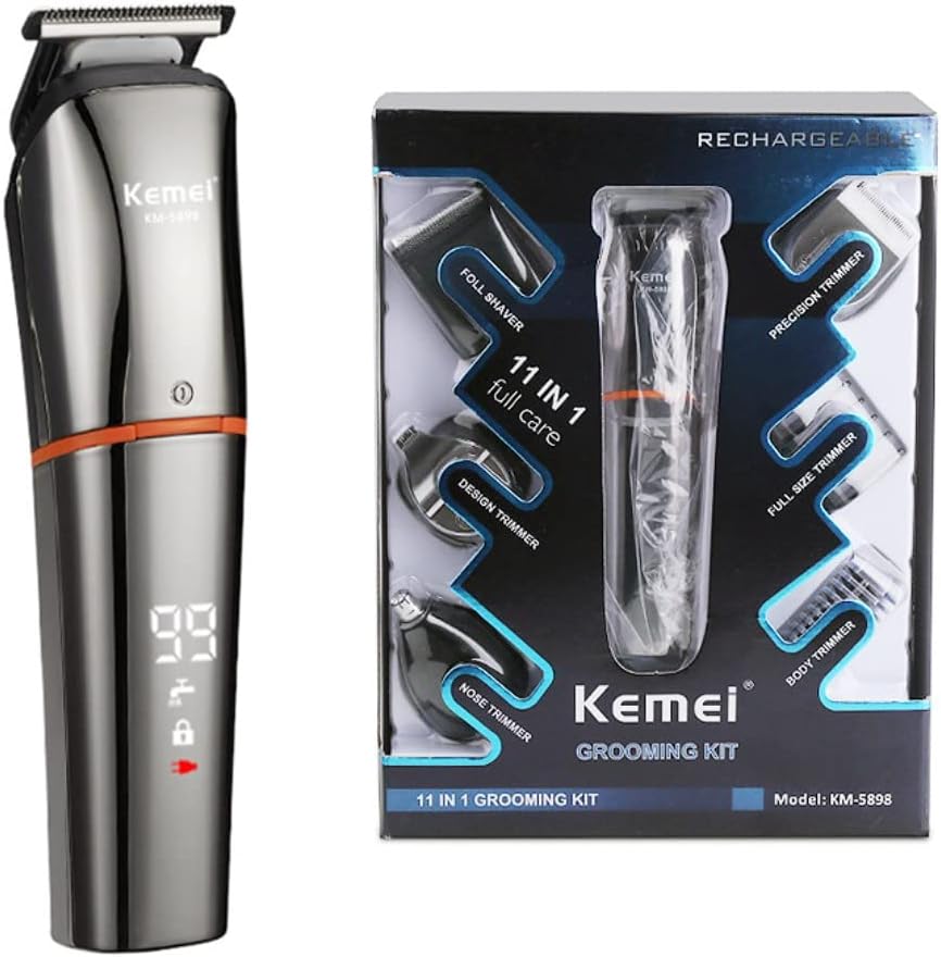Electric Trimmer for Men & Women - 6-in-1 Waterproof Grooming Kit | Cordless Rechargeable Shaver with Dual Speed