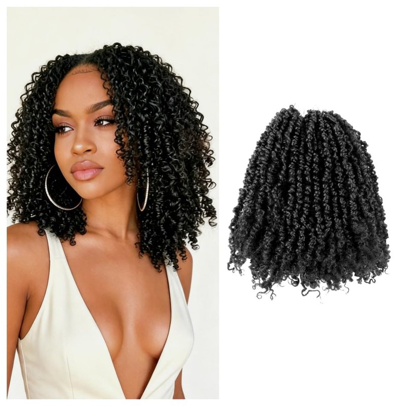 Cisinpo Yanky Twist Crochet Hair 10 Inch 10 Packs Pre-Twisted Natural Black Yankee Twist Mini Passion Twist for Black Women(1B, Total 200 Strands)