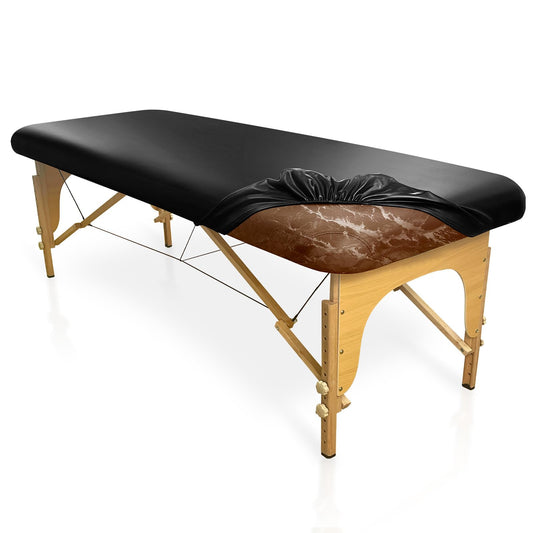 XIAROGEE Leather Massage Table Cover Wipeable Covers for Massage Table Waterproof Vinyl Replacement Bed Cover Protector for Lash/Spa (Black, 1)