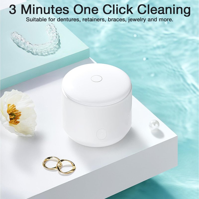 Ultrasonic Retainer Cleaner - 250ML Portable Dental Cleaning Machine for Aligners, Dentures & Jewelry | 45KHz Technology