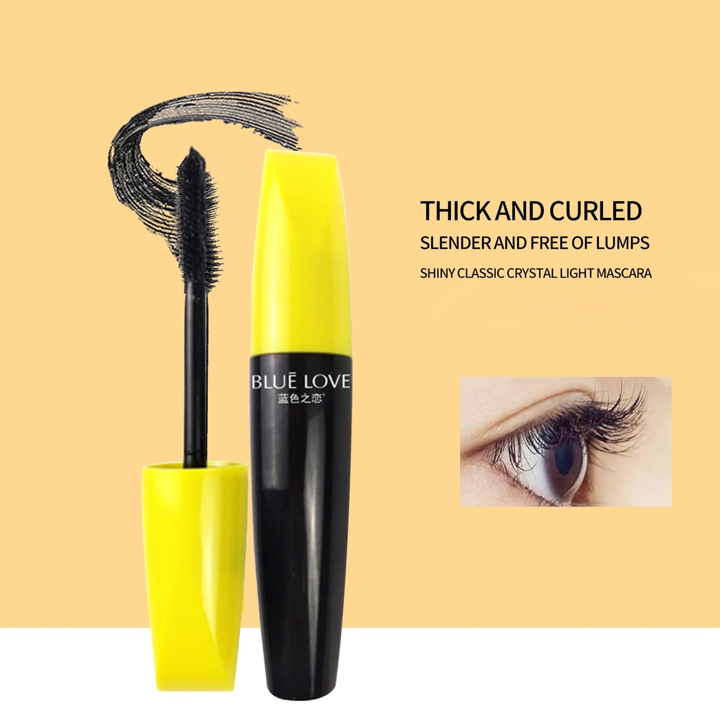 BLUE LOVE Luminous Classic Volumizing & Lengthening Mascara, Clump-Free, Smudge-Proof, Long-Lasting Black Mascara for Lashes, Vegan & Cruelty-Free