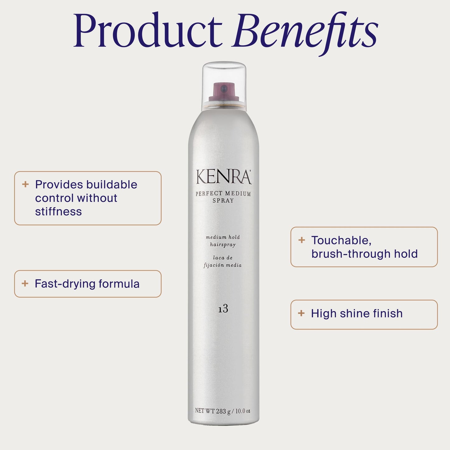 Kenra Professional Perfect Medium Spray 13 50% | Provides Styling Control Without Stiffness | Medium Hold | Fast-Drying Formulation | High Shine Finish | All Hair Types | 10 oz
