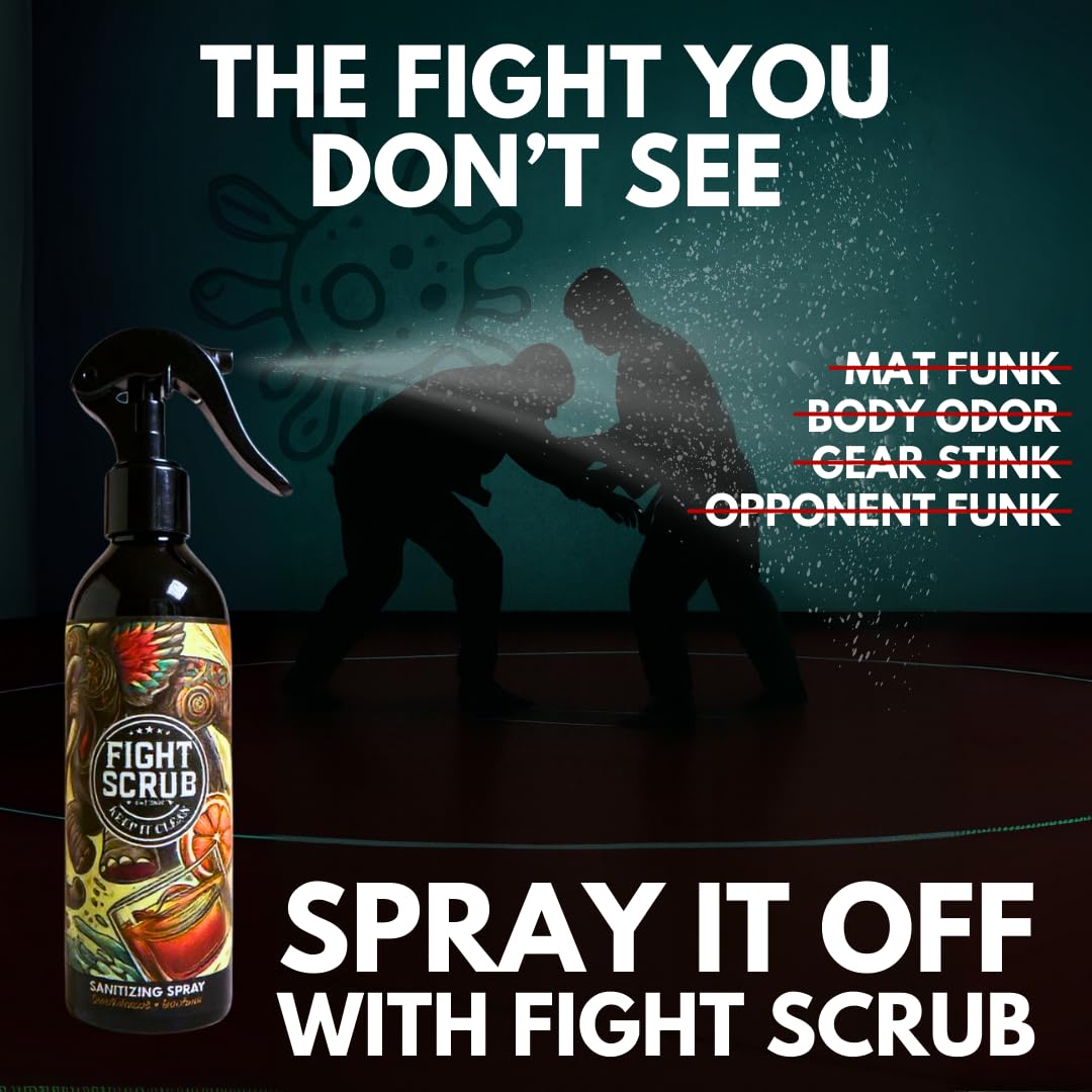 Post-Training Body Spray for Athletes - Witch Hazel Formula for BJJ, Wrestling & MMA | Deodorizes Skin & Gear - 8oz (Sandalwood + Bourbon)