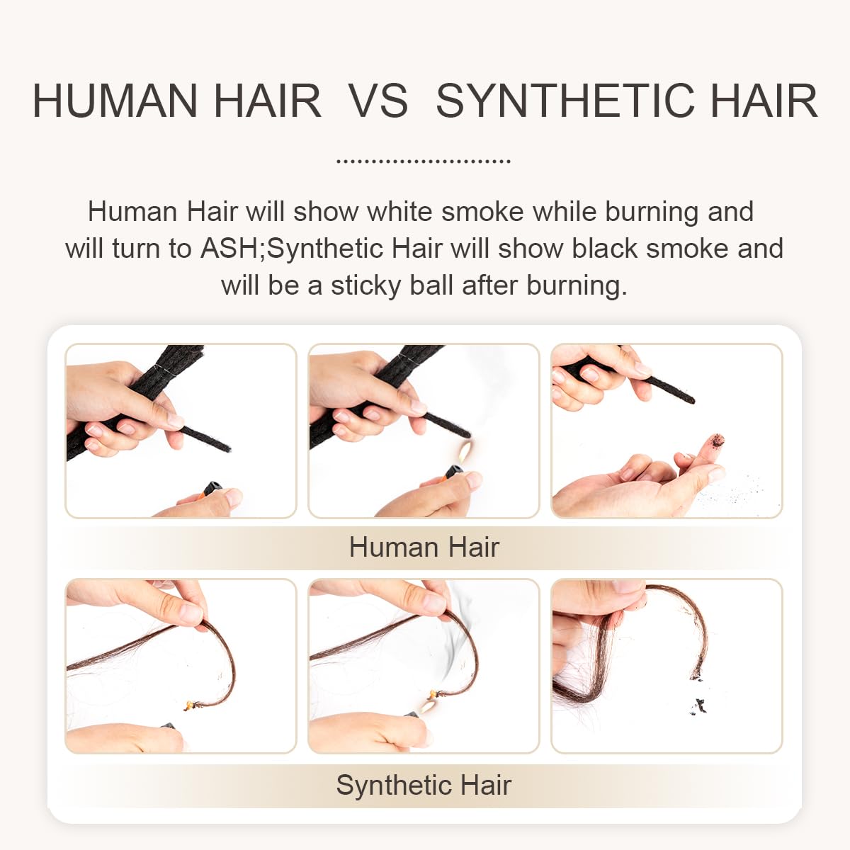 Real Human Hair Dreadlock Extensions - 16 Inch, 10 Strands, Soft & Dyeable | 0.6cm Thickness