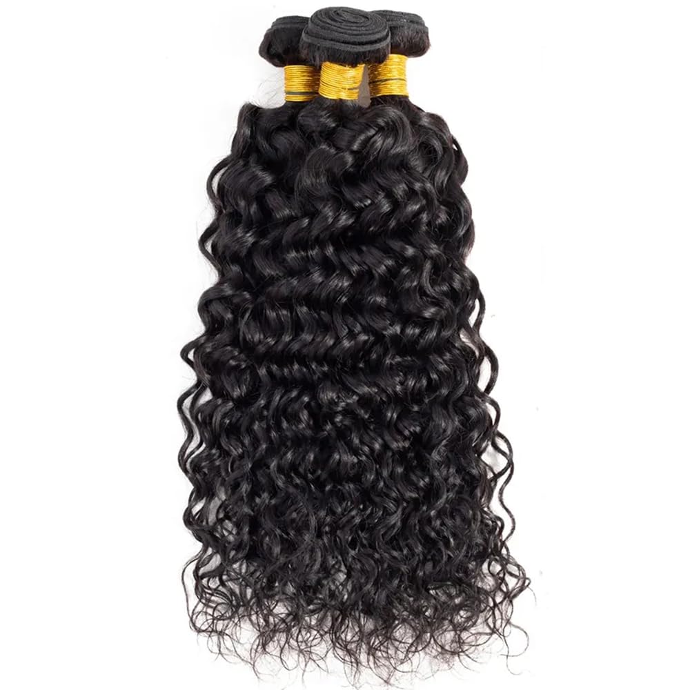 Water Wave Human Hair Bundles Wet And Wavy Bundle Healthy And Soft 12 14 16 Inch Natural Black Color Unprocessed Brazilian Remy Hair Extensions Double Weft 3Pcs/Set