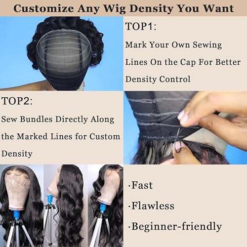 Pre-sewn 9x6 HD Lace Closure with Glueless Cap ? Body Wave Human Hair Closure with Baby Hair, Bleach & Dye Friendly, Beginner Friendly 16 Inch Natural Black