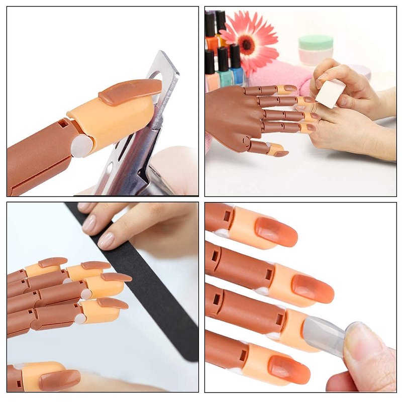 Acrylic Nail Practice Hand - Flexible Mannequin for Nail Art | 200 Pcs Fake Nail Tips Included