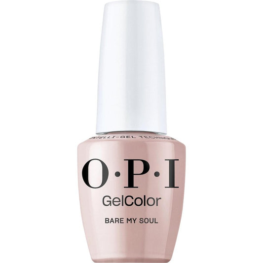 OPI GelColor Bare My Soul | Sheer Soft Beige Crème LED Cure Gel Nail Polish | Salon-Quality Shine, Long-Lasting Wear | Vegan & HEMA Free | 0.5 Fl Oz