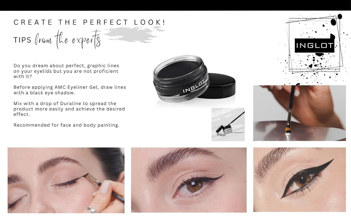Inglot Eyeliner Bundle - AMC Gel Eyeliner Set with Brush | Perfect for Precision Application (3-Piece)