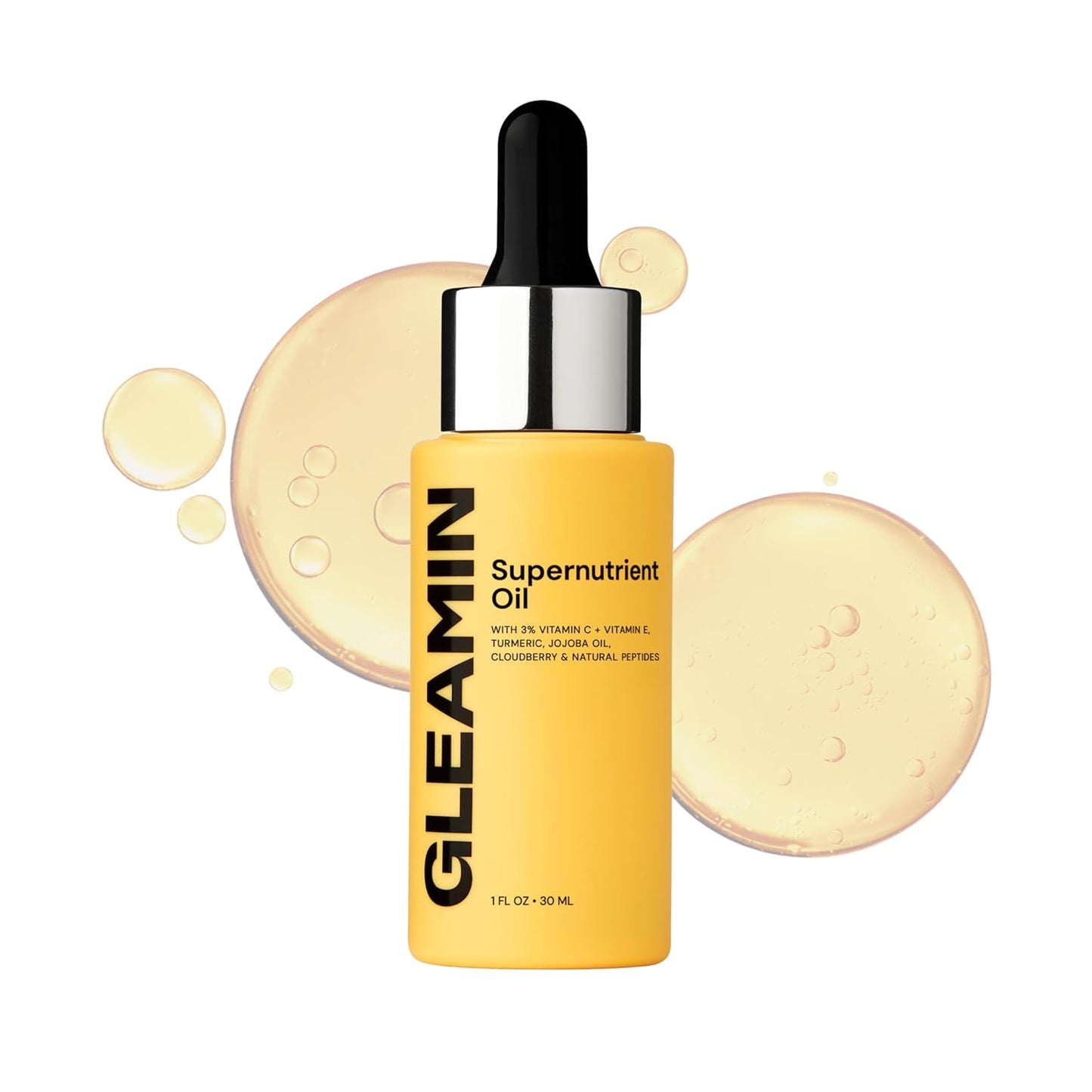 Gleamin Supernutrient Facial Oil - 3% Vitamin C & Jojoba Oil for Hydration | Lightweight, Fragrance-Free, 1 Fl Oz