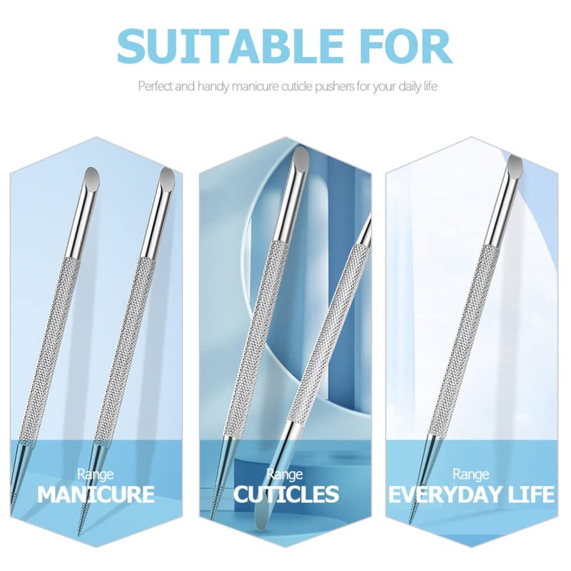 Beavorty 4pcs Stainless Steel Cuticle Pusher Nail Dotting Pen Metal Dead Skin Remover for Professional Manicure Pedicure Nail Art Care Tools