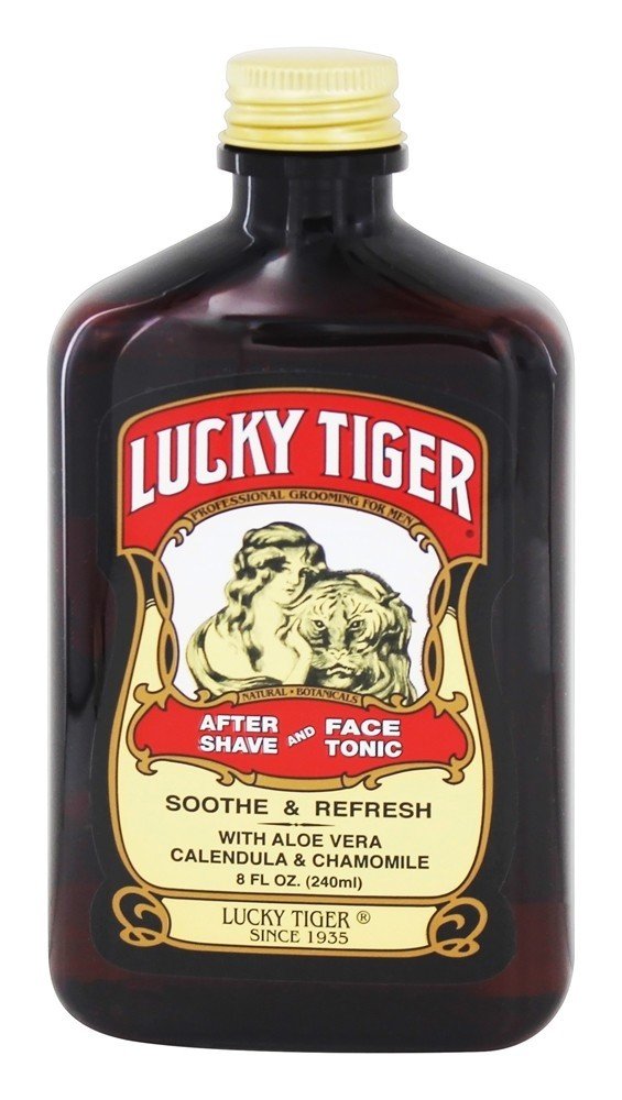 Lucky Tiger After Shave and Face Tonic (8 Fl Oz) – Alcohol-Free AfterShave Lotion for Men – Soothing Face Toner with Aloe Vera, Calendula & Chamomile for Razor Burn Treatment