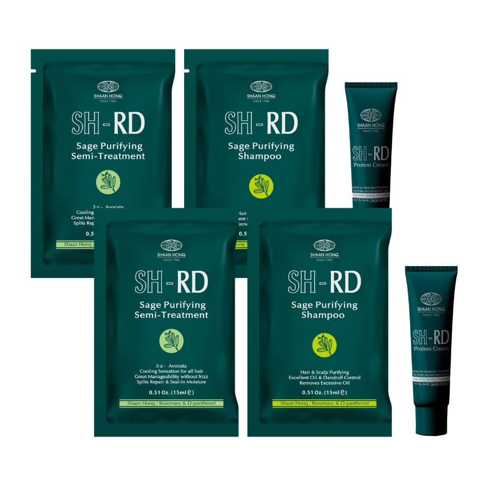 SH-RD Scalp Purifying Essentials for Travel & Trial | Sage Shampoo and Conditioner, Protein Cream | Hotel Size Set for Oily Hair Anti-Dandruff