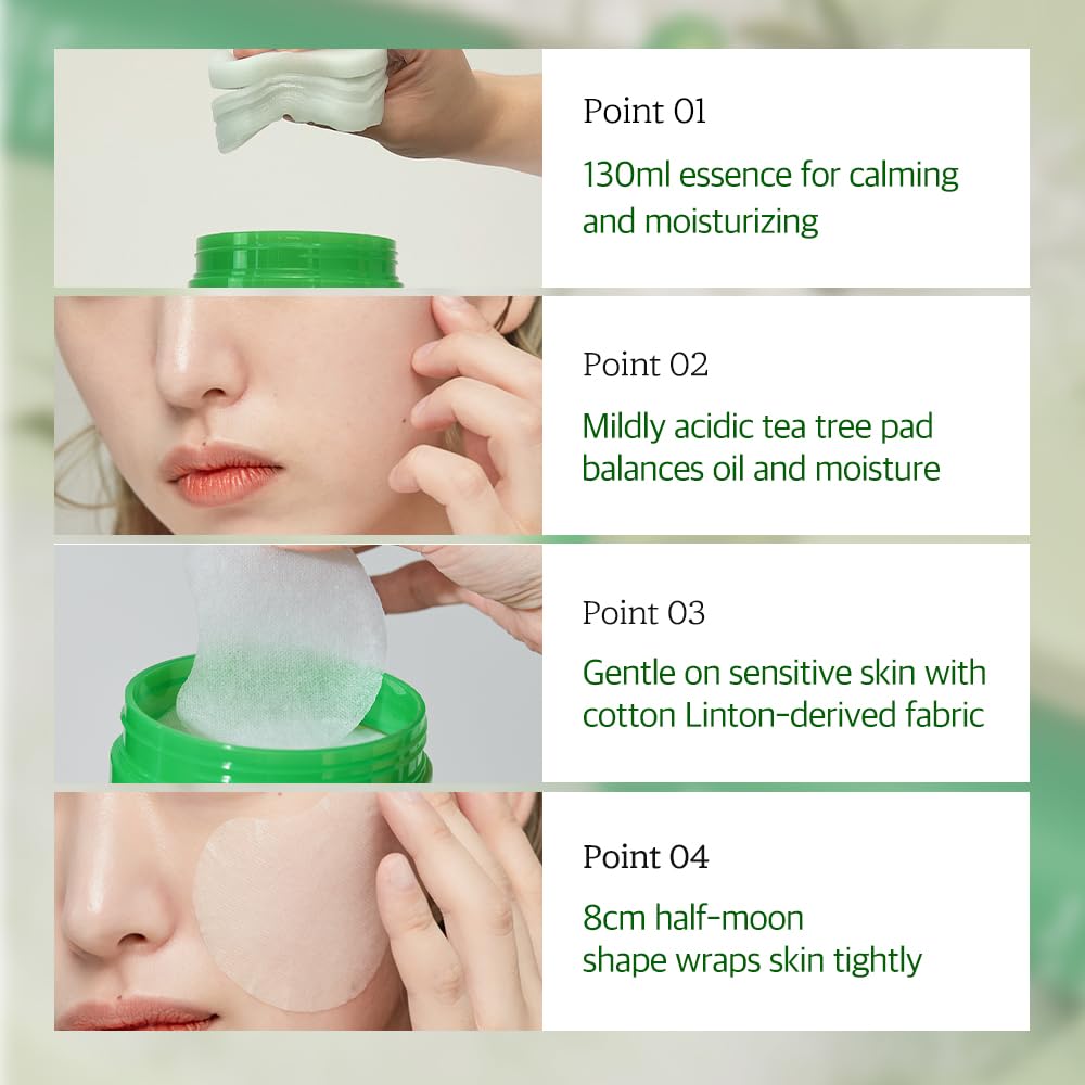 Papa Recipe Tea Tree Soothing Toner Pads (70 Sheets) – Calming Exfoliating Pads with PHA for Clearer, Balanced Skin – Korean Skincare