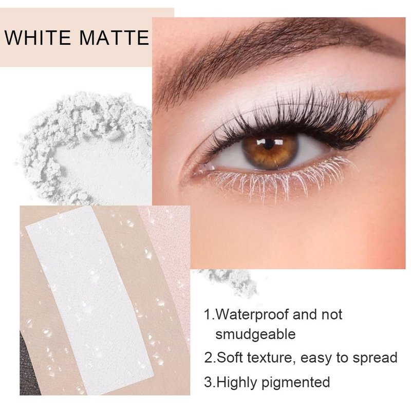 Matte High-Pigment Eyeshadow - Velvety Silky Finish | Long-Lasting Waterproof White 02