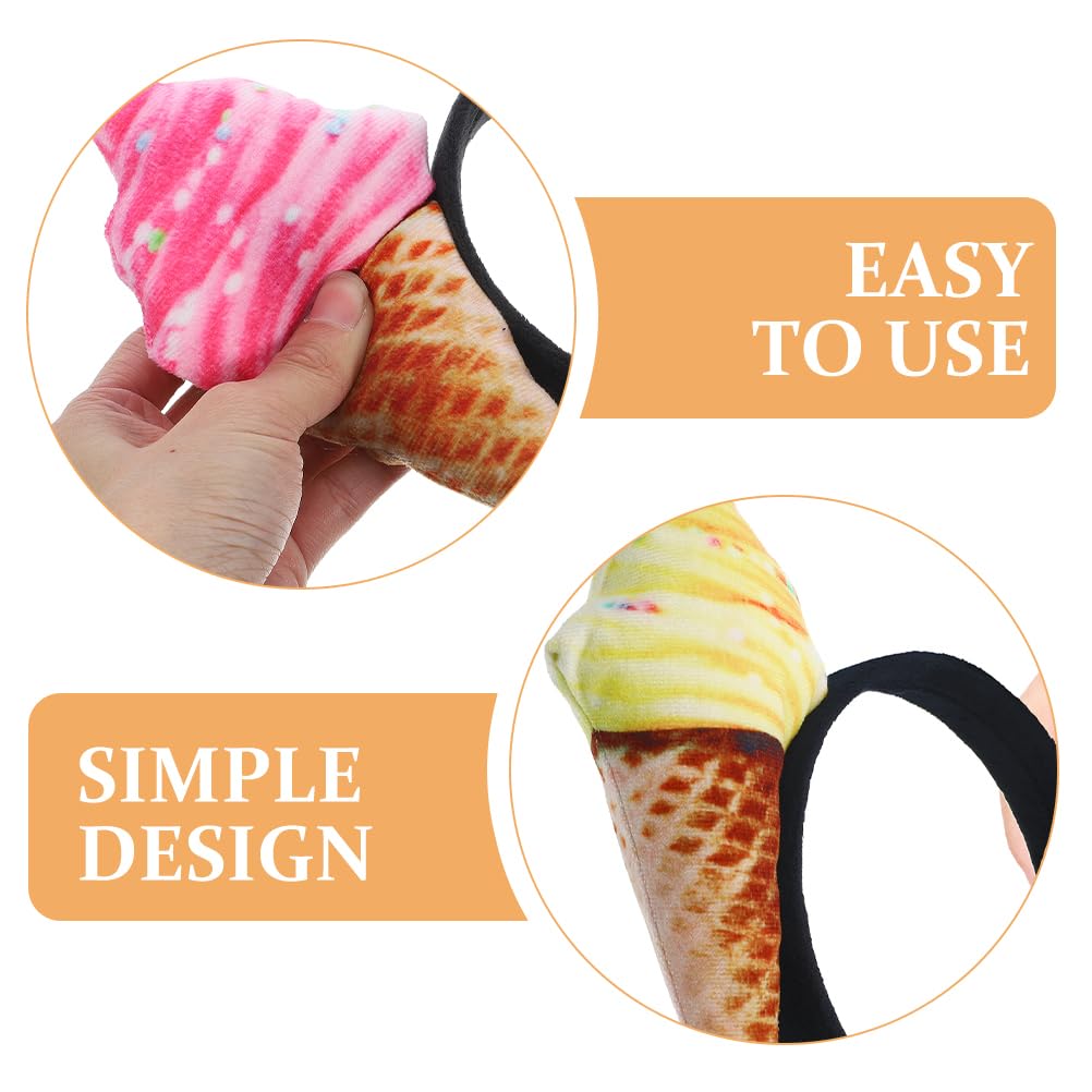 Ice Cream Headband Set - Cute Cone Hair Bands for Makeup & Face Washing | 2-Pack