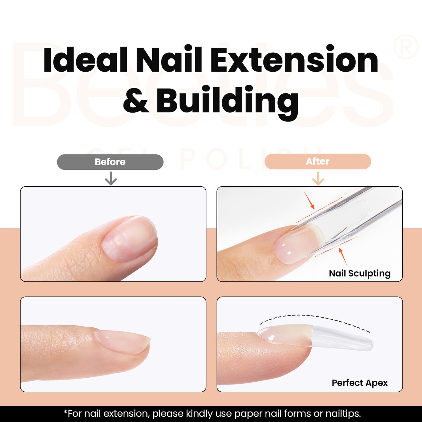 Beetles HEMA-Free Hard Gel Set-Chestnut Breeze 4 Colors Nude Beige Light Brown,9 in 1 Nail Extension,Sculpting,Building Apex for Salon Pros,Brown Builder Nails Gel,UV & LED Lamp Needed