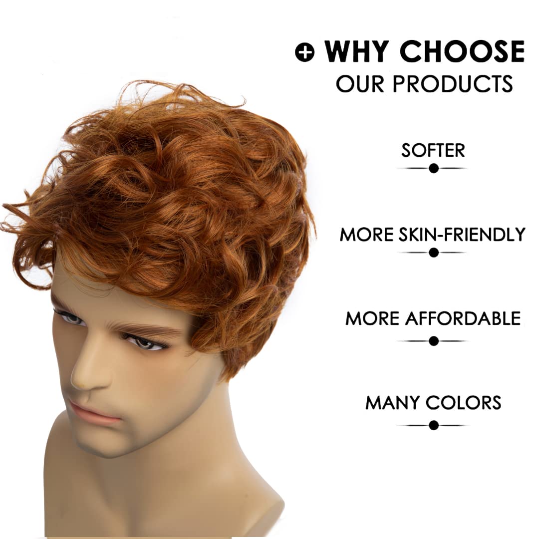 Beweig Men Wigs Short Orange Wig Synthetic Heat Resistant Natural Halloween Cosplay Hair Wig