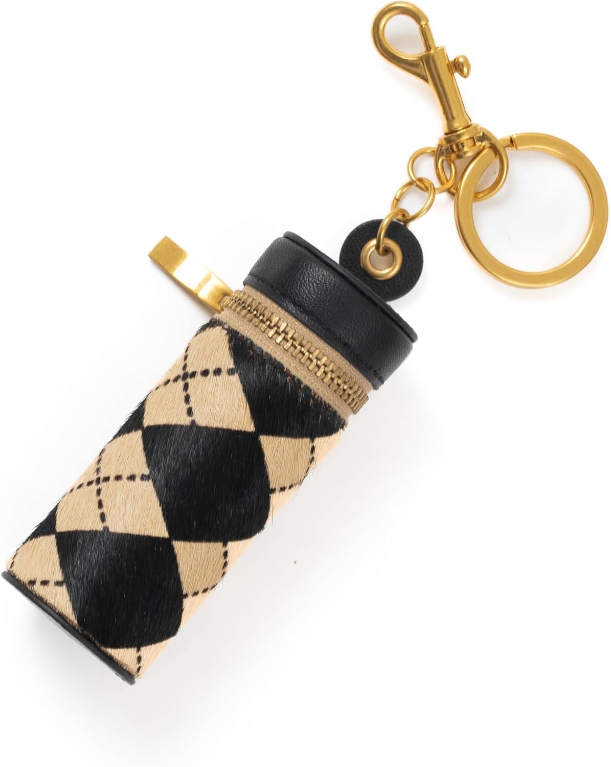 Cockatoo Nappa Leather Lipstick Case - Zipper Keyring Chapstick Holder | Compact Design