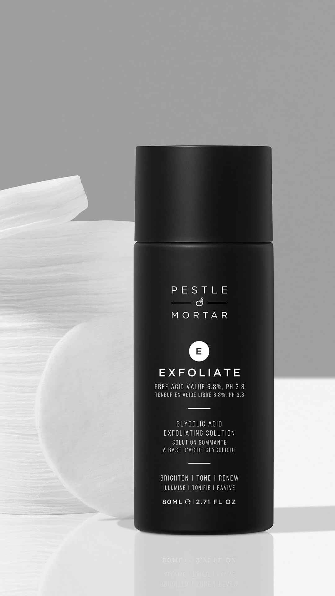 Pestle & Mortar Exfoliate 6.8% Glycolic Acid Facial Toner, Minimizes Pores and Even Skin Tone, Gentle AHA Exfoliator for face, Vegan & Cruelty-Free, 80ml
