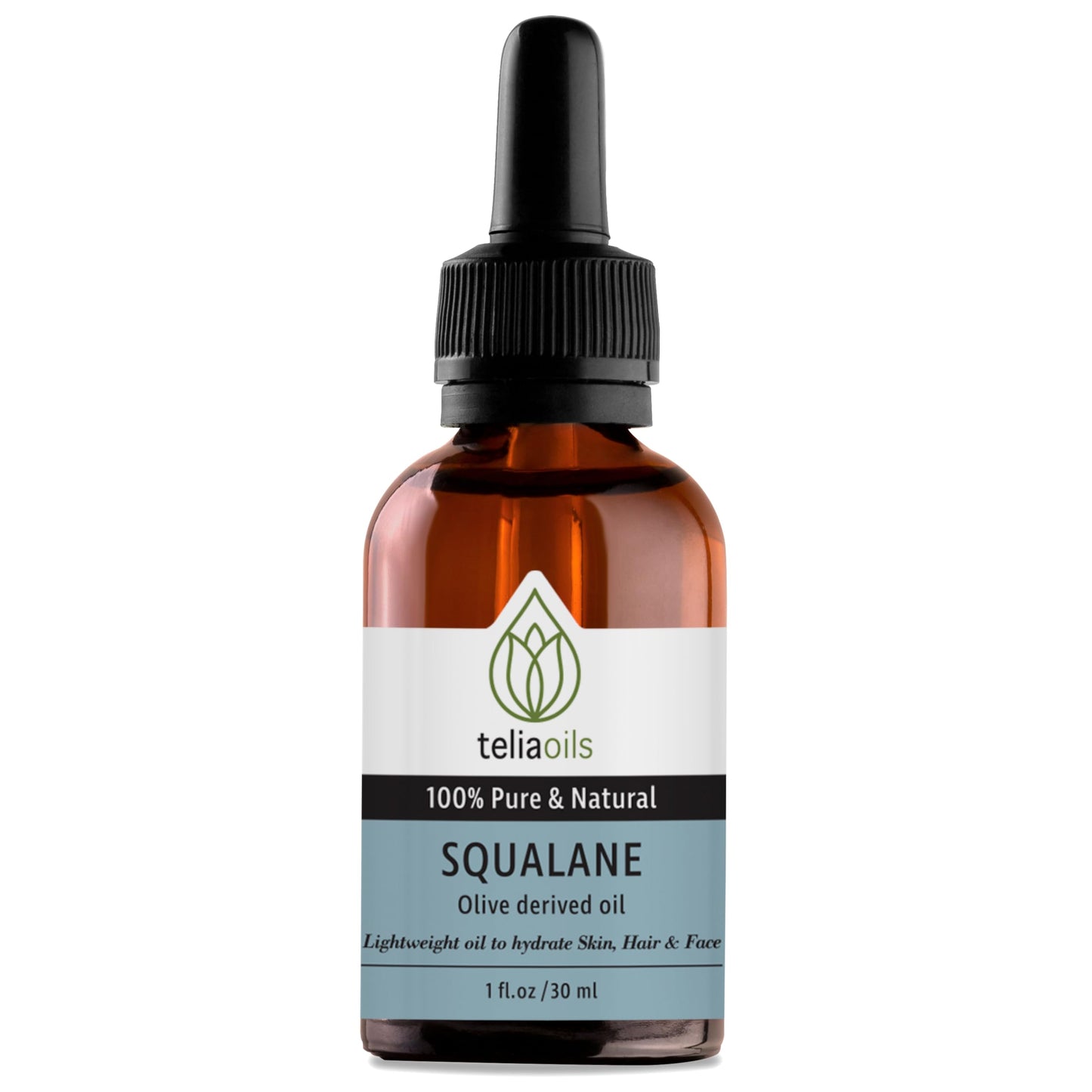 Teliaoils Squalane Oil for face – 100% Plant-Based Oil from Olives – Natural Moisturizer for Face, Skin, and Hair – Improves Skin Elasticity – Lightweight & Fast Absorbing Hydration – 1oz
