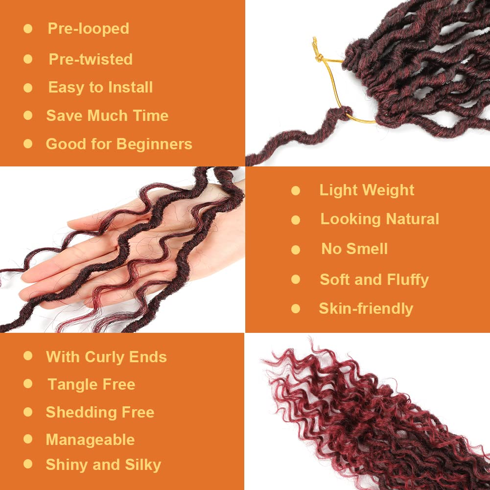 BAOTA Goddess Locs Crochet Hair 10 Inch 7 Packs Faux Locs Crochet Hair for Women Pre Looped Crochet Hair with Curly Ends River Locs Soft Locs Crochet Hair Extensions (1B#)