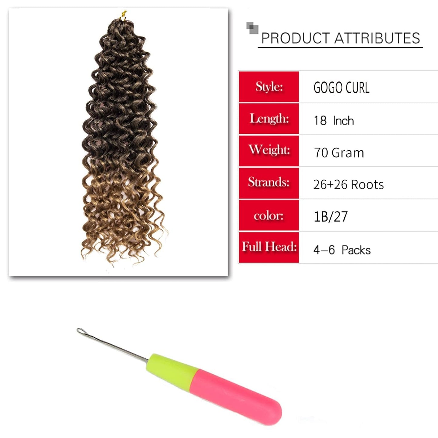 YXCHERISHAIR 8 Packs Curly Crochet Hair GoGo Curl Crochet hair for Women Deep Wave Braiding hair,Synthetic Bohemian Crochett Braid Water Wave Crochett hair Extensions(18inch, 1B/27)