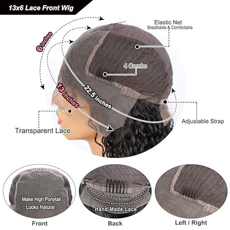 13x6 Lace Frontal Wigs for Black Women Pre Plucked Lace Wig Glueless Brazilian Remy Human Hair Wigs with Baby Hair (14 inch, 150% Density Lace Front Wig)