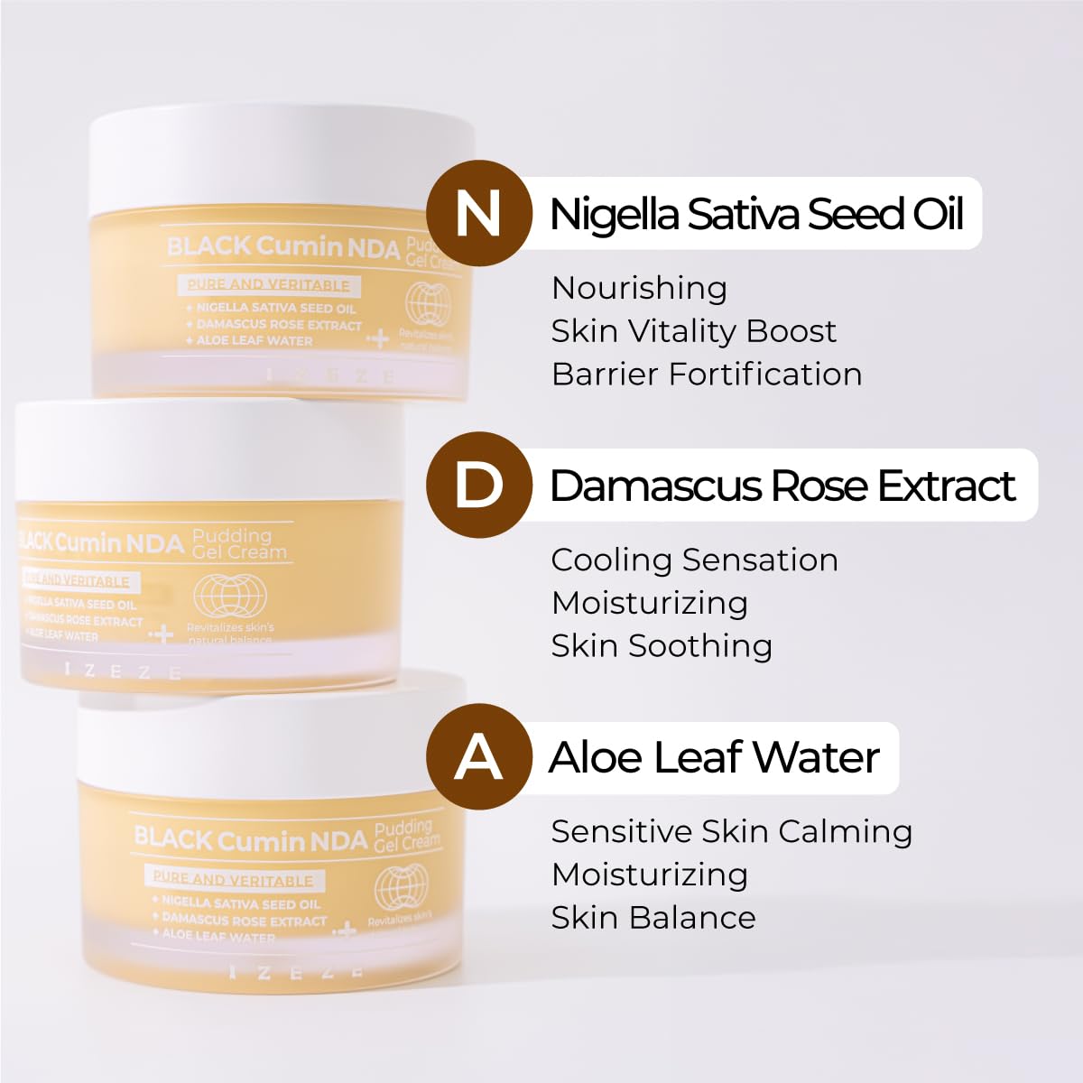 IZEZE BLACK Cumin NDA Pudding Gel Cream | Mattifying Moisturizer, Lightweight Face Moisturizer, Oil Control and Oil Absorbing, Korean Face Gel, Moisturizing and Cooling, Thymoquinone, 1.69 fl.oz