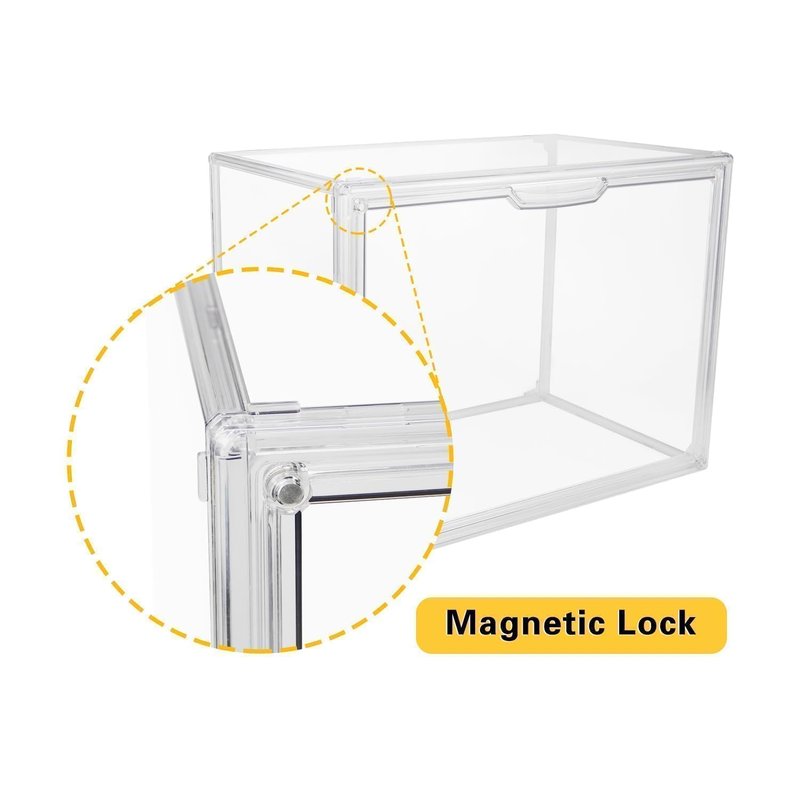 GUDEMAY Large Clear Stackable Plastic Storage Bins with Door, Dustproof Figures Collectibles Display Case, Football & Motorcycle Helmet Showcase, Basketball, Memorabilia Organizer Box (XL, Count, 1)