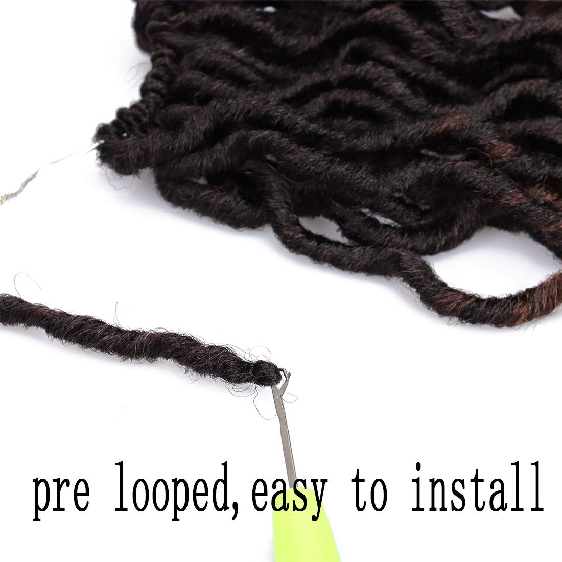 18 Inch Goddess Faux locs Crochet Hair 6 Packs/Lot Soft Gypsy Locs Wavy Crochet Braids Dreadlocks 3Tone Curly Wavy Twist Braiding Hair Extensions African Roots Braid(1B/99J/530#)