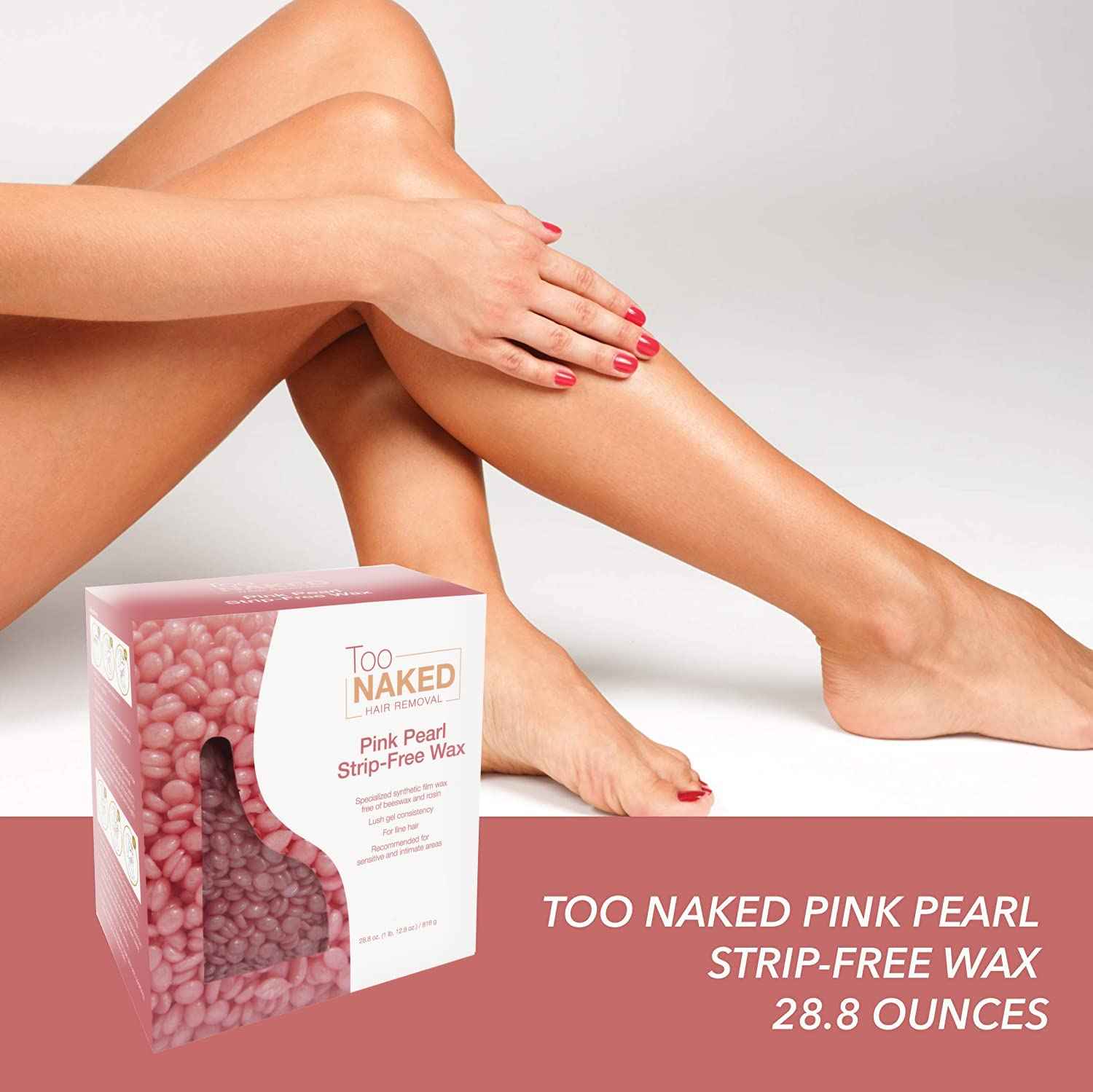 Too Naked Pink Pearl Strip-Free Wax, Beeswax-Free Wax, Synthetic Film Wax, 28.8 ounces