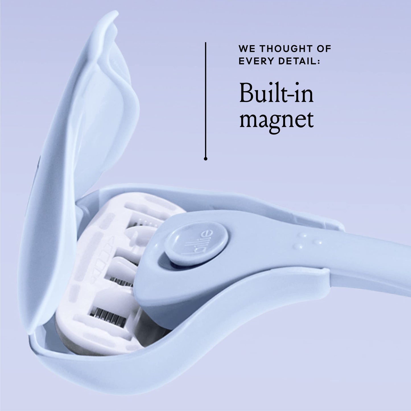 Billie Women's Shave Kit - Razor + 4 x 5-Blade Refills + Magnetic Holder + Travel Case - Minty & Cool Blue