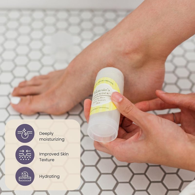 Victoria's Lavender Ultra-Rich Foot Balm Bar, Infused with Essential Oils and Shea Butter, Hydrating Foot Balm Stick for Dry Feet Care, Tea Tree & Lavender, 2.5 Oz, Pack of 2