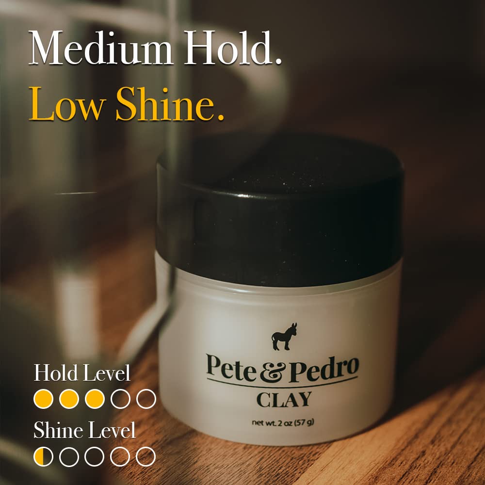 Pete & Pedro Hair Styling Clay - Medium Hold Matte Finish Clay for Men | Ideal for Fine Thinning Hair, 2 oz