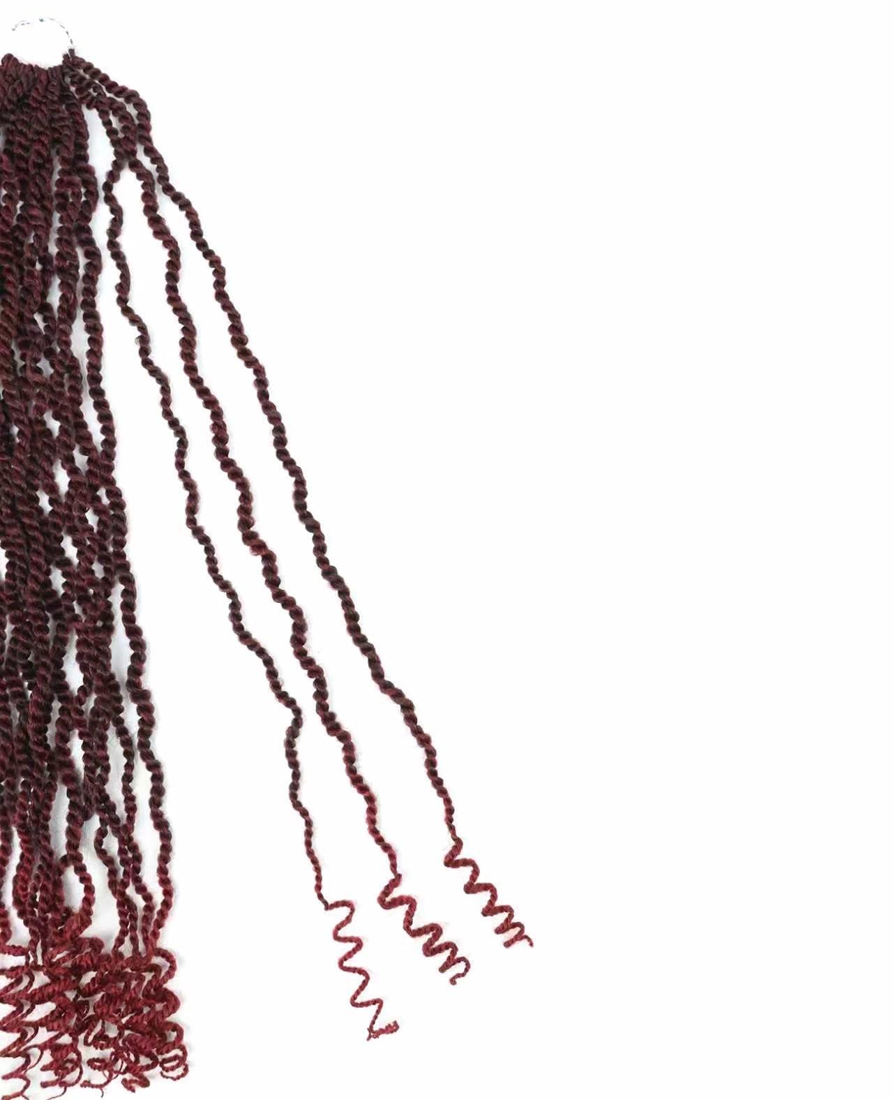 Burgundy Senegalese Twist Crochet Hair for Black Women 24 Inch 8 Packs Pre Looped Kinky Twists Crochet Braids with Curly Ends Short 2 Strand Rope Twists (Tbug)