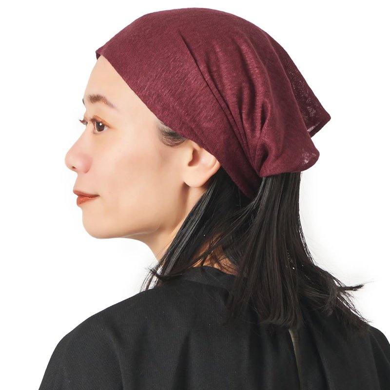 CHARM Womens Linen Head Band Mens Bandana Natural Elastic Hairband Sports Fashion Wrap Burgundy