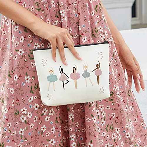 fkovcdy Dance Bag, Ballerina Makeup Bag, Dance lover Gifts, ballet Cute Small Cosmetic Bag, for dancing dancer recital gift little girl teen student birthday Christmas graduation travel Gifts