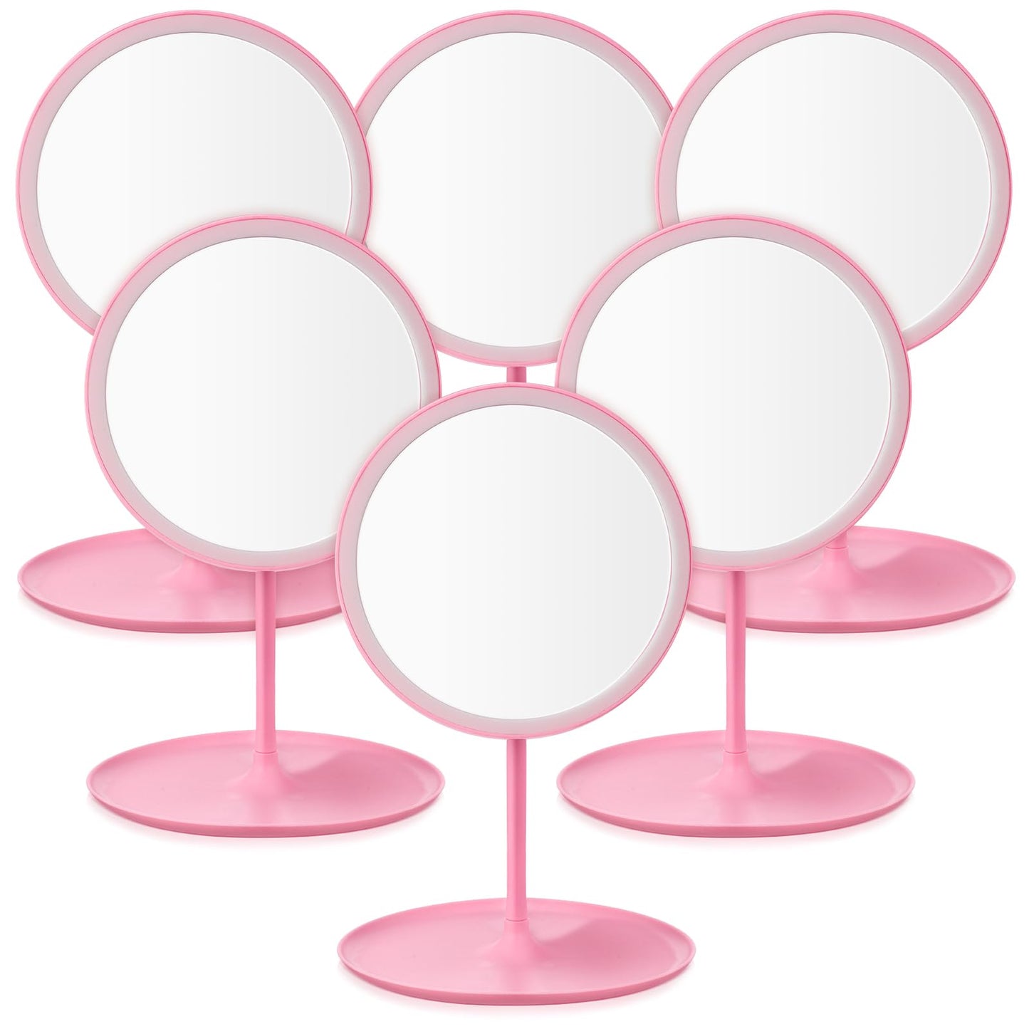 DoubleFill 6 Pcs Spa Party Mirrors Gifts Bulk Sleepover Party Favors,Pink