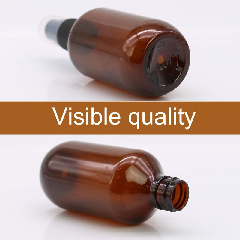 SYNTECSO 48 Pack 2oz Amber Plastic Spray Bottles, Fine Mist Spray Bottles for Essential Oils, Water Spray Bottle for Hair Plant & Cleaning Solution
