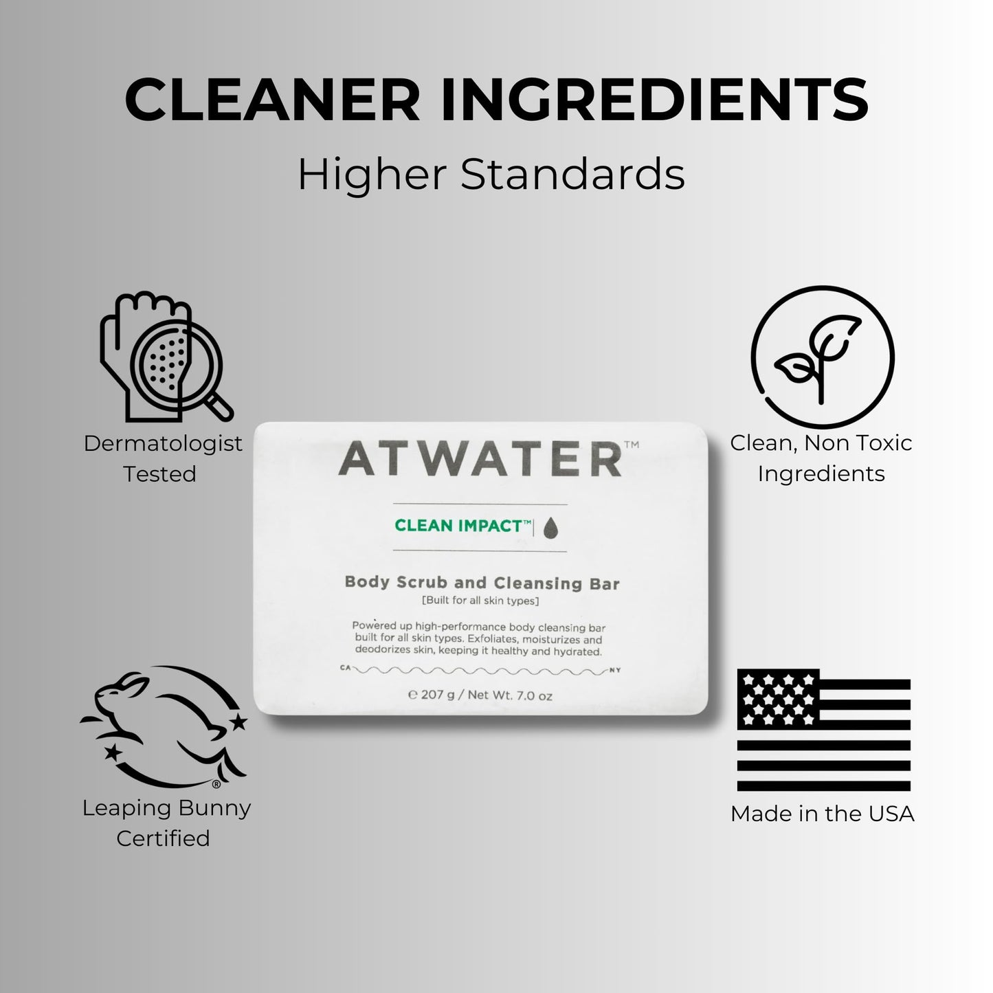 ATWATER Exfoliating Bar Soap for Men, Natural Body Scrub and Cleanser with Jojoba Oil and Coconut, Sulfate-Free Men’s Soap Bar - 7 oz