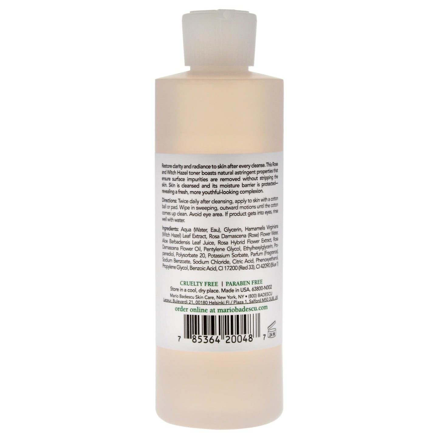 Mario Badescu Witch Hazel & Rosewater Toner for All Skin Types |Alcohol Free Facial Toner that Clarifies and Rejuvenates |Formulated with Witch Hazel & Rose Extract| 8 FL OZ