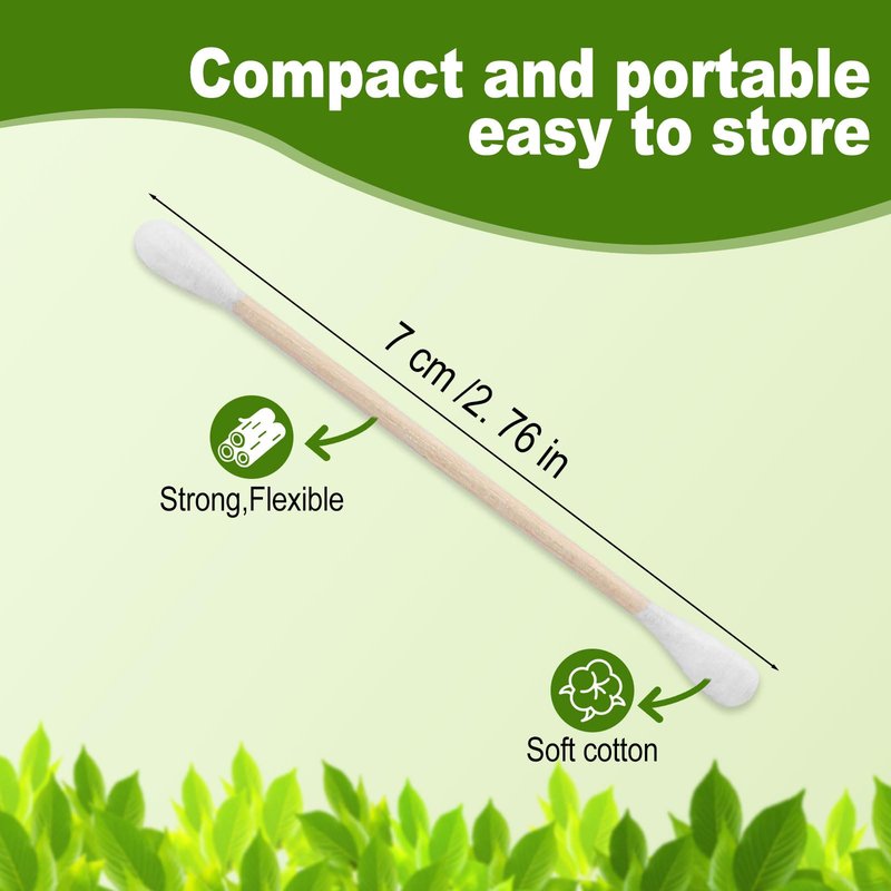 Cotton Swabs with Wooden Stick Double Round Buds,Cotton Swabs Bulk Travel Size Ear Swabs for Ears Makeup Household Cleaning Arts Crafts Pet Care (1 Count (Pack of 10000))